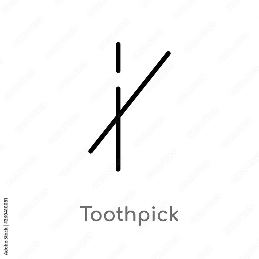 outline toothpick vector icon. isolated black simple line element illustration from hygiene concept. editable vector stroke toothpick icon on white background outline toothpick vector icon. isolated black simple line element illustration from hygiene concept. editable vector stroke toothpick icon on white background