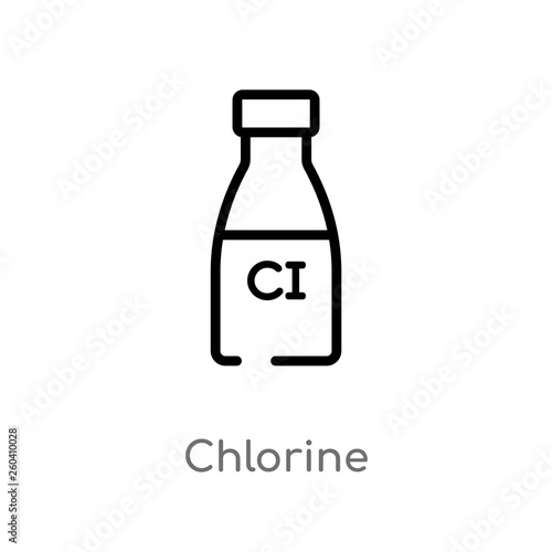 outline chlorine vector icon. isolated black simple line element illustration from hygiene concept. editable vector stroke chlorine icon on white background