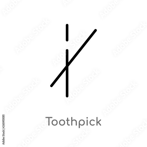 outline toothpick vector icon. isolated black simple line element illustration from hygiene concept. editable vector stroke toothpick icon on white background