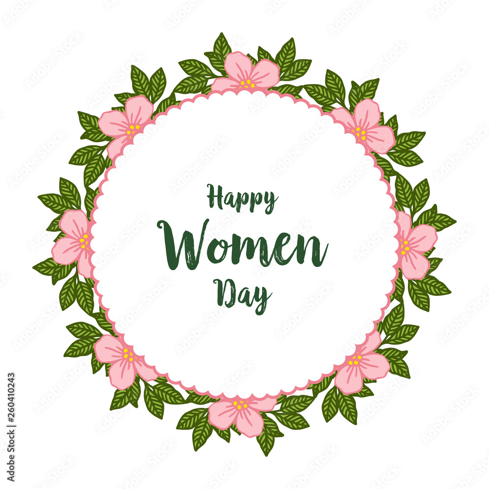 Vector illustration banner of happy women day for leaf flower frame
