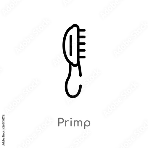outline primp vector icon. isolated black simple line element illustration from hygiene concept. editable vector stroke primp icon on white background