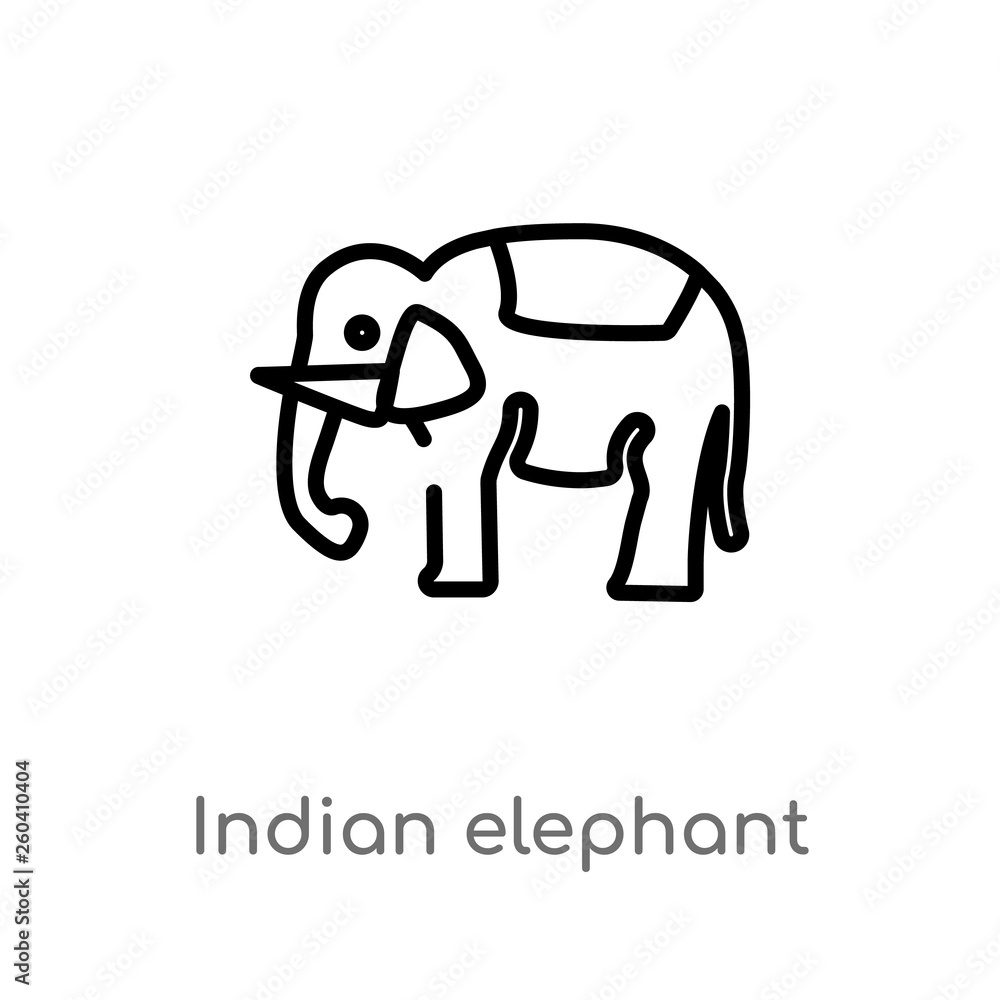 outline indian elephant vector icon. isolated black simple line element illustration from india concept. editable vector stroke indian elephant icon on white background outline indian elephant vector icon. isolated black simple line element illustration from india concept. editable vector stroke indian elephant icon on white background
