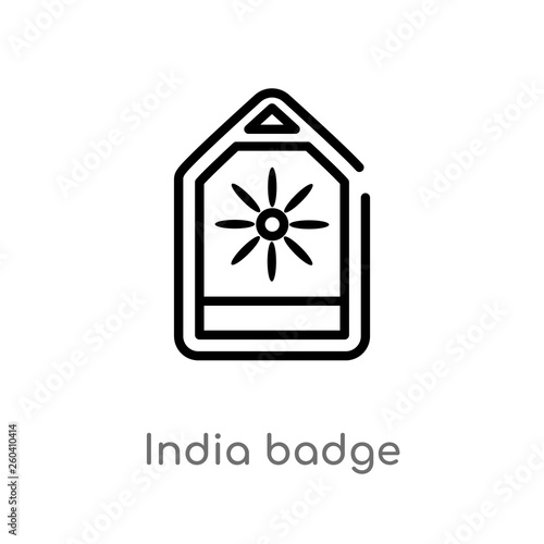 outline india badge vector icon. isolated black simple line element illustration from india concept. editable vector stroke india badge icon on white background