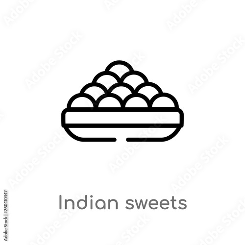 outline indian sweets vector icon. isolated black simple line element illustration from india concept. editable vector stroke indian sweets icon on white background