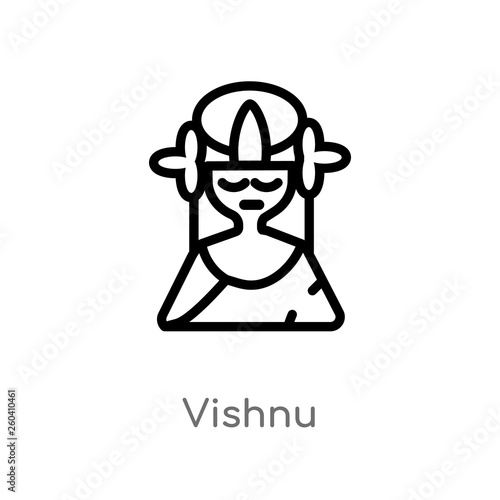 outline vishnu vector icon. isolated black simple line element illustration from india concept. editable vector stroke vishnu icon on white background