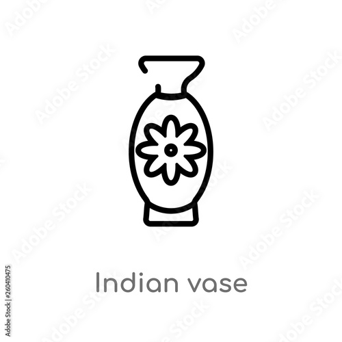 outline indian vase vector icon. isolated black simple line element illustration from india concept. editable vector stroke indian vase icon on white background