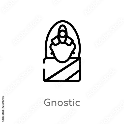 outline gnostic vector icon. isolated black simple line element illustration from india concept. editable vector stroke gnostic icon on white background