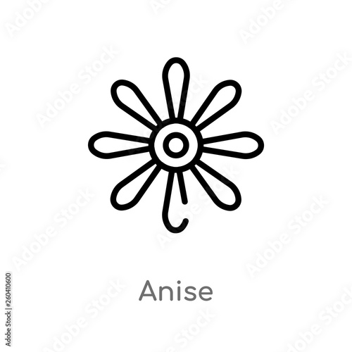 outline anise vector icon. isolated black simple line element illustration from india concept. editable vector stroke anise icon on white background