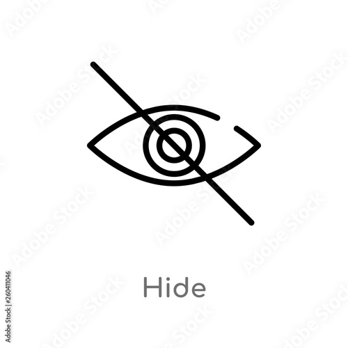 outline hide vector icon. isolated black simple line element illustration from interface concept. editable vector stroke hide icon on white background