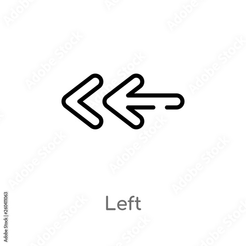 outline left vector icon. isolated black simple line element illustration from interface concept. editable vector stroke left icon on white background