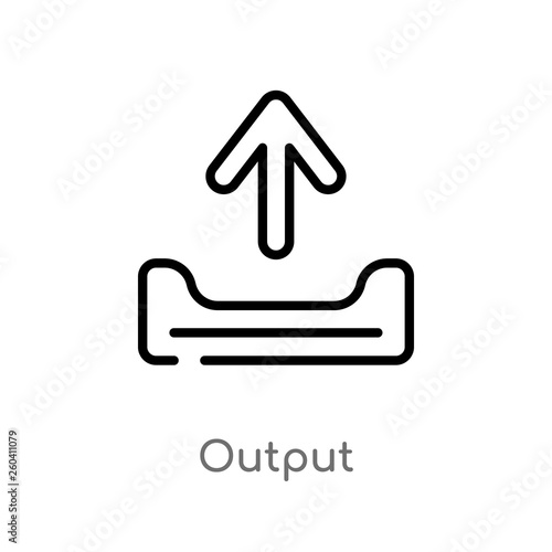 outline output vector icon. isolated black simple line element illustration from interface concept. editable vector stroke output icon on white background