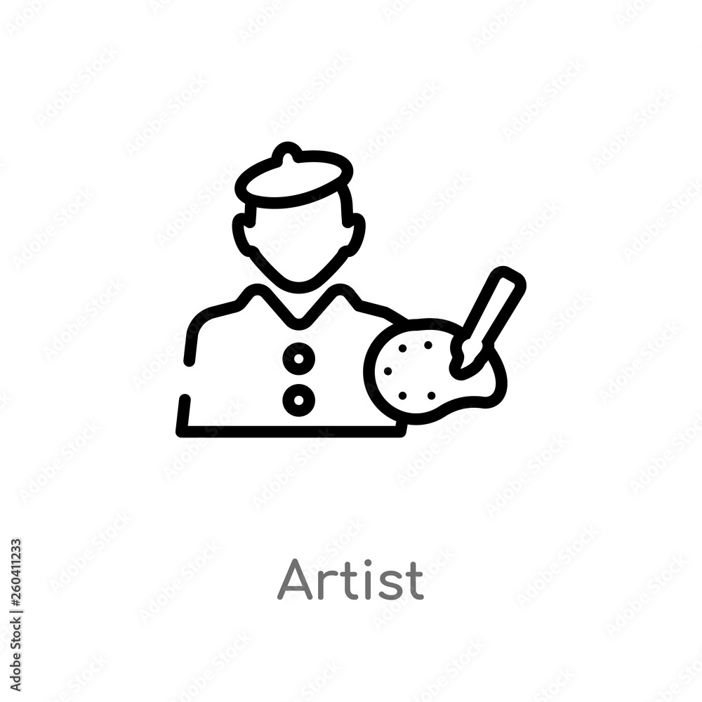 outline artist vector icon. isolated black simple line element illustration from job profits concept. editable vector stroke artist icon on white background outline artist vector icon. isolated black simple line element illustration from job profits concept. editable vector stroke artist icon on white background