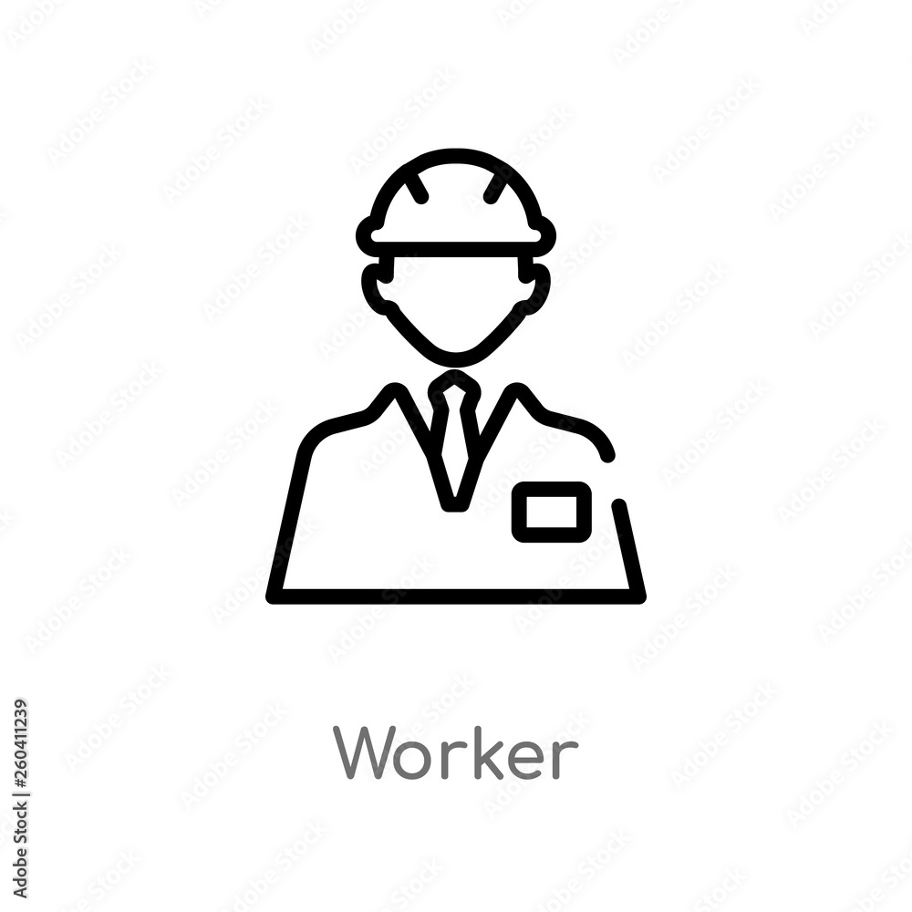 outline worker vector icon. isolated black simple line element illustration from job profits concept. editable vector stroke worker icon on white background outline worker vector icon. isolated black simple line element illustration from job profits concept. editable vector stroke worker icon on white background