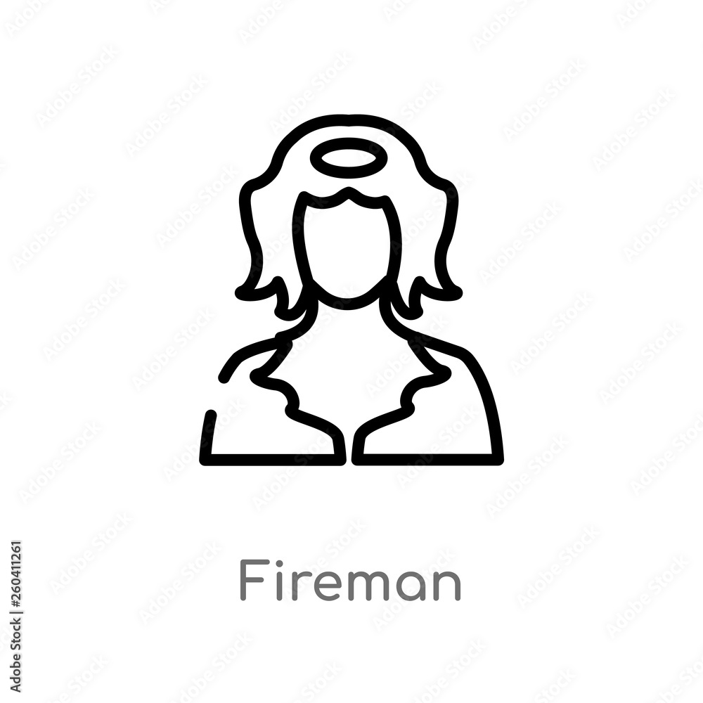 outline fireman vector icon. isolated black simple line element illustration from job profits concept. editable vector stroke fireman icon on white background outline fireman vector icon. isolated black simple line element illustration from job profits concept. editable vector stroke fireman icon on white background