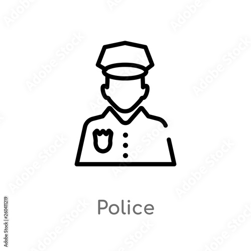 outline police vector icon. isolated black simple line element illustration from job profits concept. editable vector stroke police icon on white background
