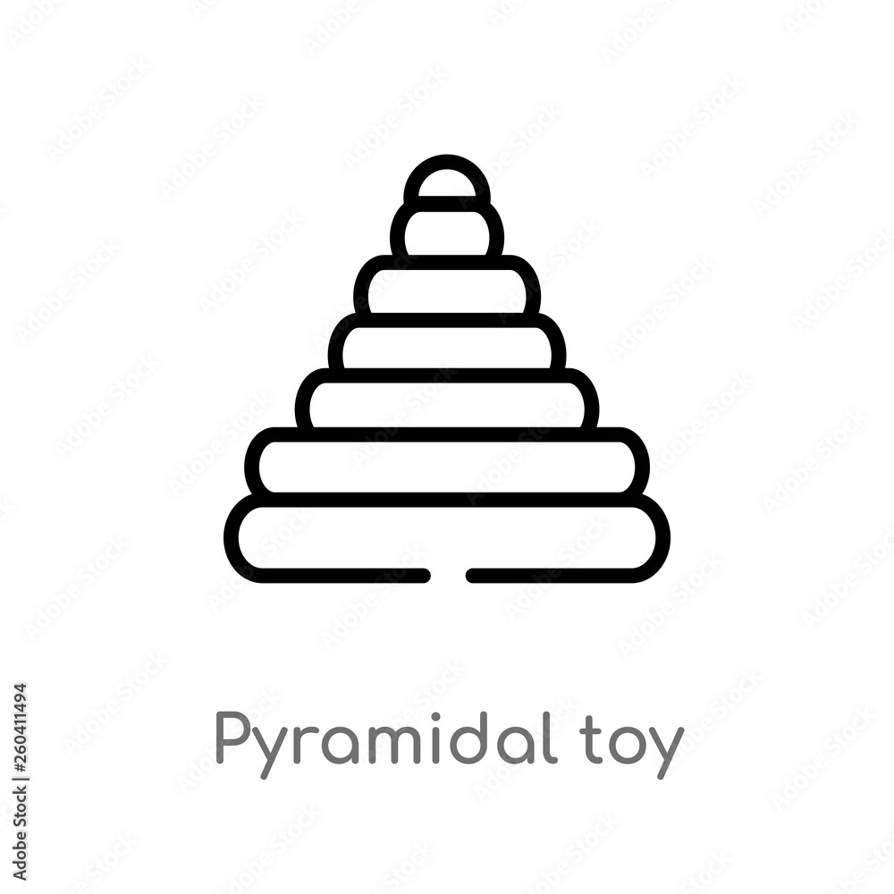 outline pyramidal toy vector icon. isolated black simple line element illustration from kid and baby concept. editable vector stroke pyramidal toy icon on white background outline pyramidal toy vector icon. isolated black simple line element illustration from kid and baby concept. editable vector stroke pyramidal toy icon on white background