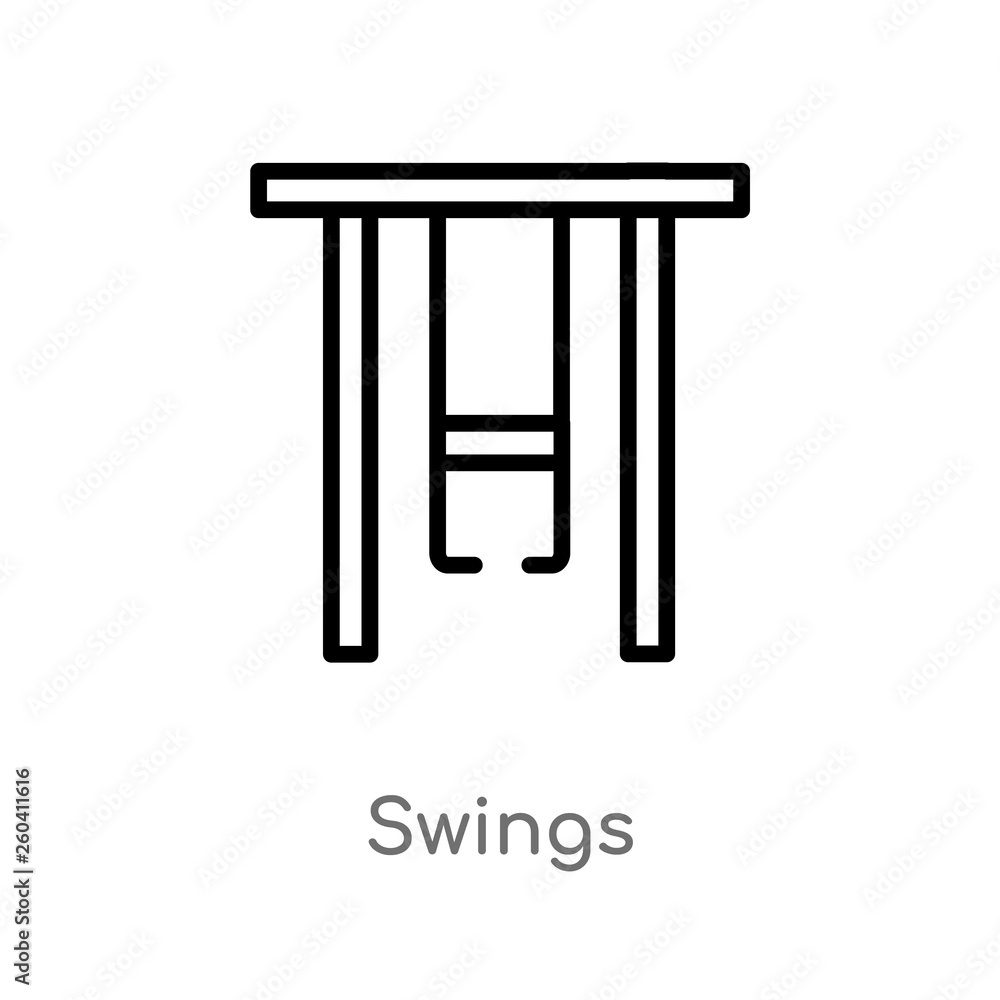 outline swings vector icon. isolated black simple line element illustration from kid and baby concept. editable vector stroke swings icon on white background outline swings vector icon. isolated black simple line element illustration from kid and baby concept. editable vector stroke swings icon on white background