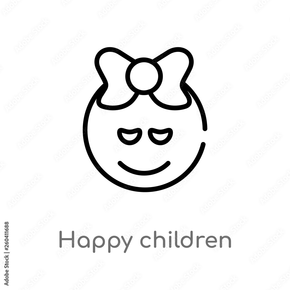 outline happy children vector icon. isolated black simple line element illustration from kids and baby concept. editable vector stroke happy children icon on white background