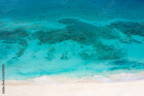 Aerial view on tropical island with turquoise caribbean sea