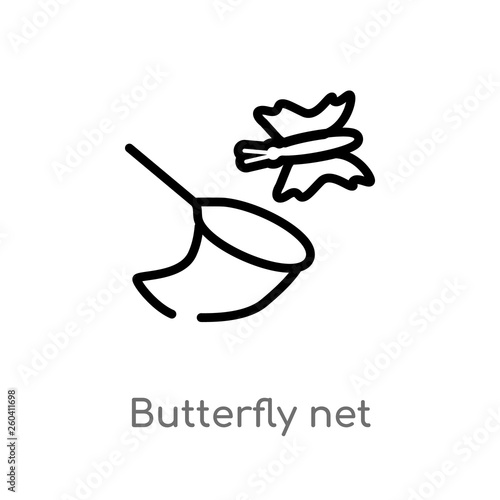 outline butterfly net vector icon. isolated black simple line element illustration from kids and baby concept. editable vector stroke butterfly net icon on white background