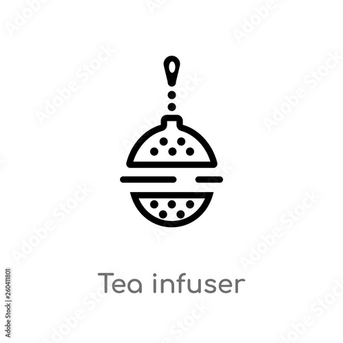 outline tea infuser vector icon. isolated black simple line element illustration from kitchen concept. editable vector stroke tea infuser icon on white background