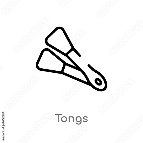 outline tongs vector icon. isolated black simple line element illustration from kitchen concept. editable vector stroke tongs icon on white background