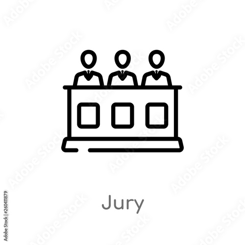 outline jury vector icon. isolated black simple line element illustration from law and justice concept. editable vector stroke jury icon on white background