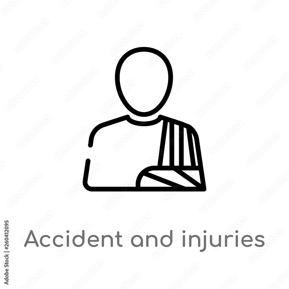 outline accident and injuries vector icon. isolated black simple line element illustration from law and justice concept. editable vector stroke accident and injuries icon on white background outline accident and injuries vector icon. isolated black simple line element illustration from law and justice concept. editable vector stroke accident and injuries icon on white background