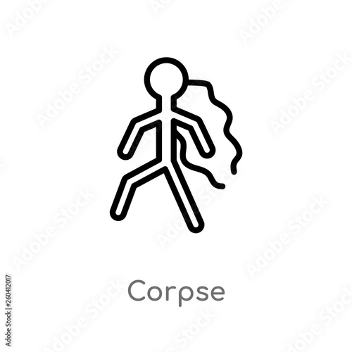 outline corpse vector icon. isolated black simple line element illustration from law and justice concept. editable vector stroke corpse icon on white background © zaurrahimov