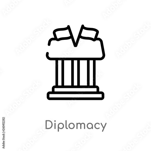 outline diplomacy vector icon. isolated black simple line element illustration from law and justice concept. editable vector stroke diplomacy icon on white background