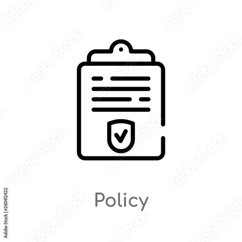 outline policy vector icon. isolated black simple line element illustration from law and justice concept. editable vector stroke policy icon on white background