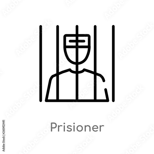 outline prisioner vector icon. isolated black simple line element illustration from law and justice concept. editable vector stroke prisioner icon on white background