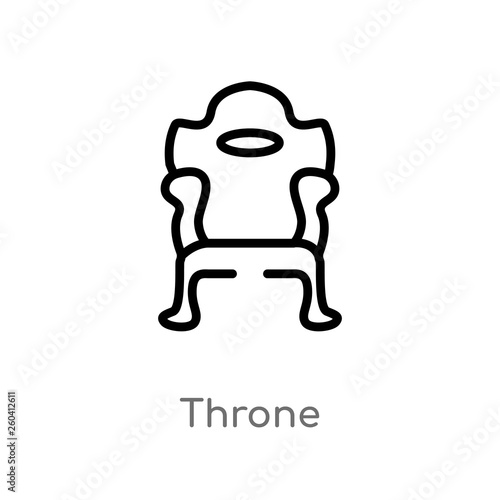 outline throne vector icon. isolated black simple line element illustration from luxury concept. editable vector stroke throne icon on white background