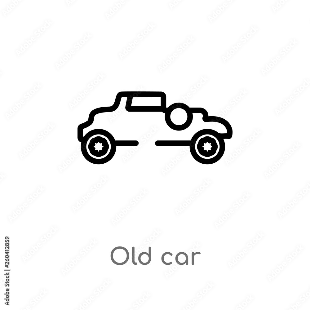 Obraz premium outline old car vector icon. isolated black simple line element illustration from luxury concept. editable vector stroke old car icon on white background