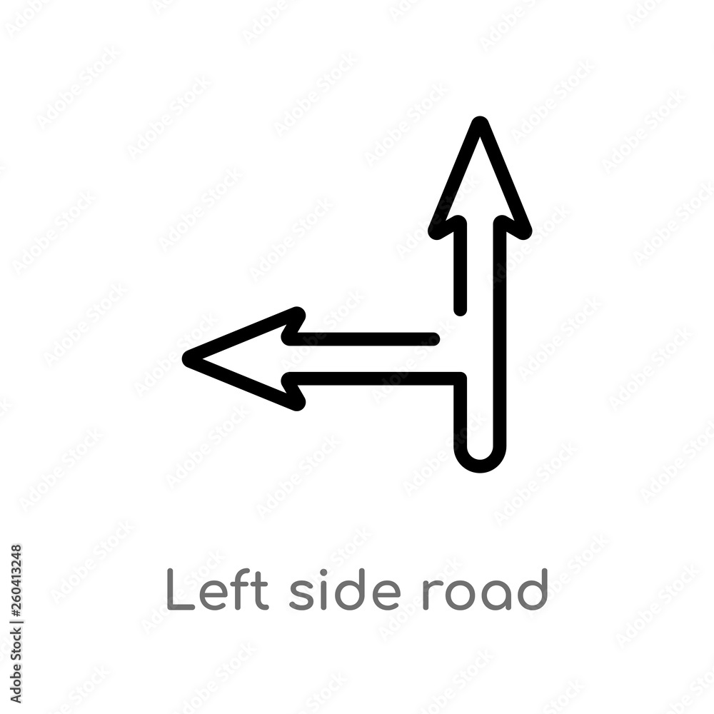 outline left side road vector icon. isolated black simple line element illustration from maps and flags concept. editable vector stroke left side road icon on white background outline left side road vector icon. isolated black simple line element illustration from maps and flags concept. editable vector stroke left side road icon on white background