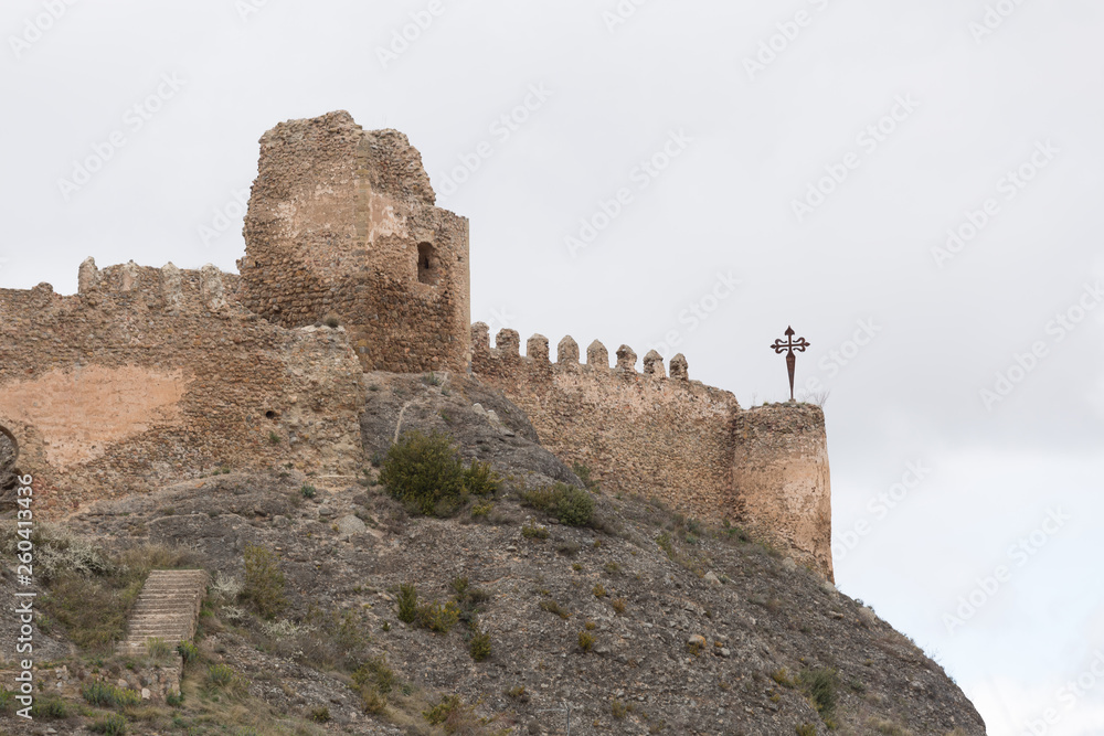 the beautiful panorama of the city of Clavijo with its medieval fortress