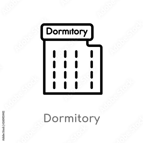 outline dormitory vector icon. isolated black simple line element illustration from maps and flags concept. editable vector stroke dormitory icon on white background