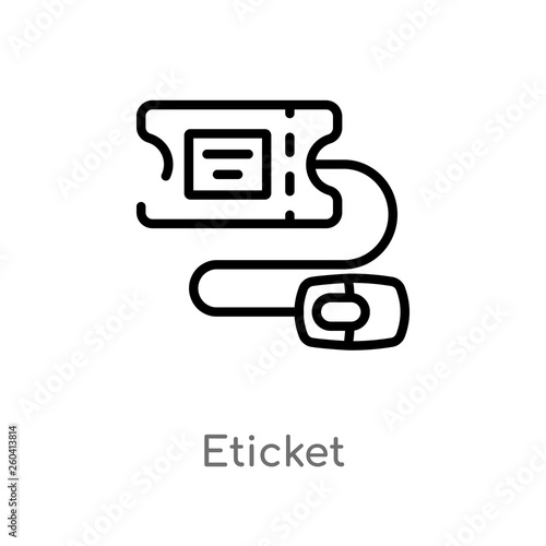 outline eticket vector icon. isolated black simple line element illustration from marketing concept. editable vector stroke eticket icon on white background