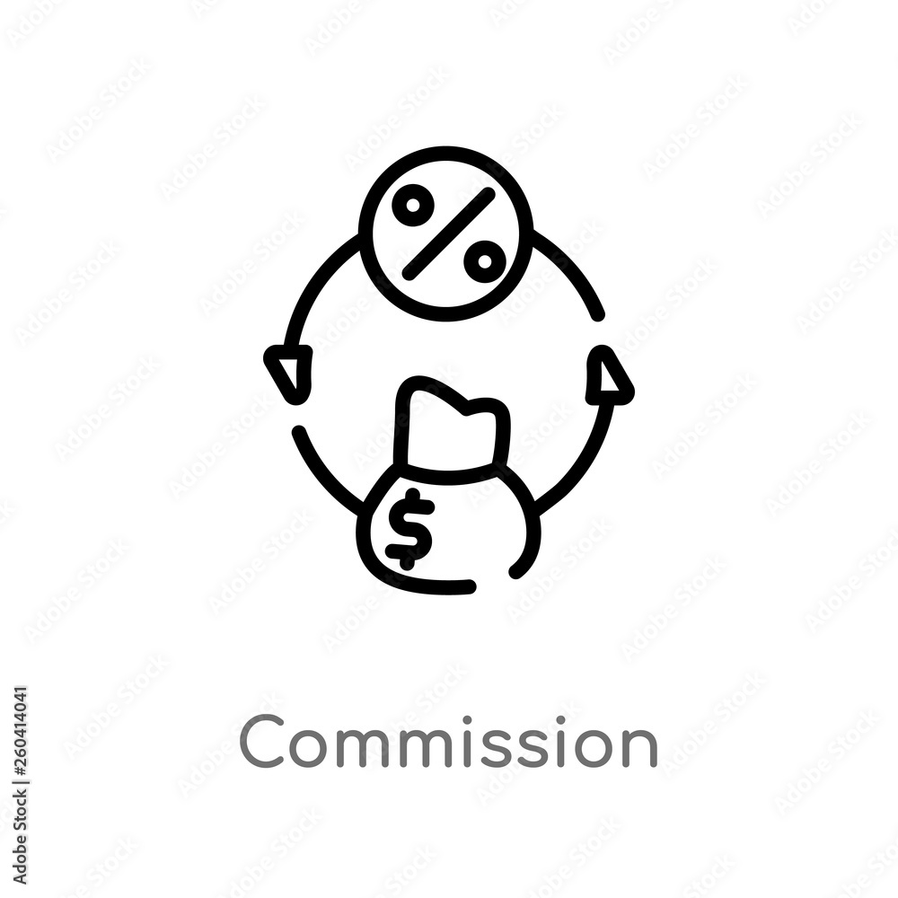 outline commission vector icon. isolated black simple line element illustration from marketing concept. editable vector stroke commission icon on white background outline commission vector icon. isolated black simple line element illustration from marketing concept. editable vector stroke commission icon on white background