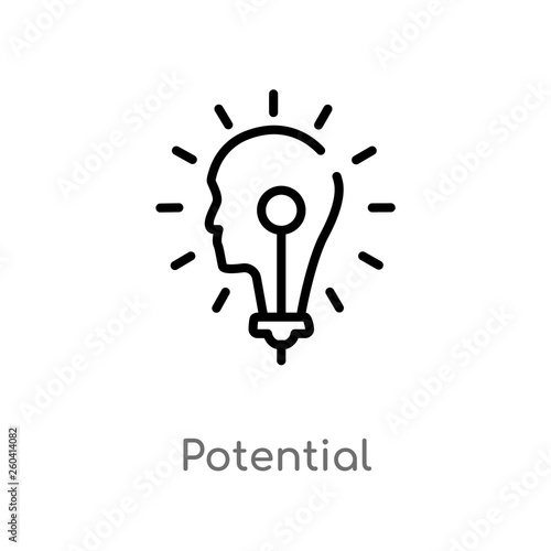 outline potential vector icon. isolated black simple line element illustration from marketing concept. editable vector stroke potential icon on white background