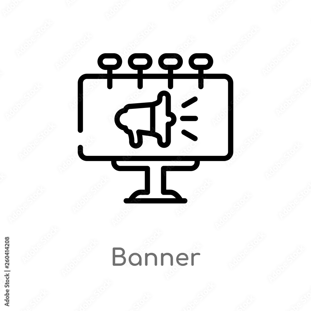 outline banner vector icon. isolated black simple line element illustration from marketing concept. editable vector stroke banner icon on white background