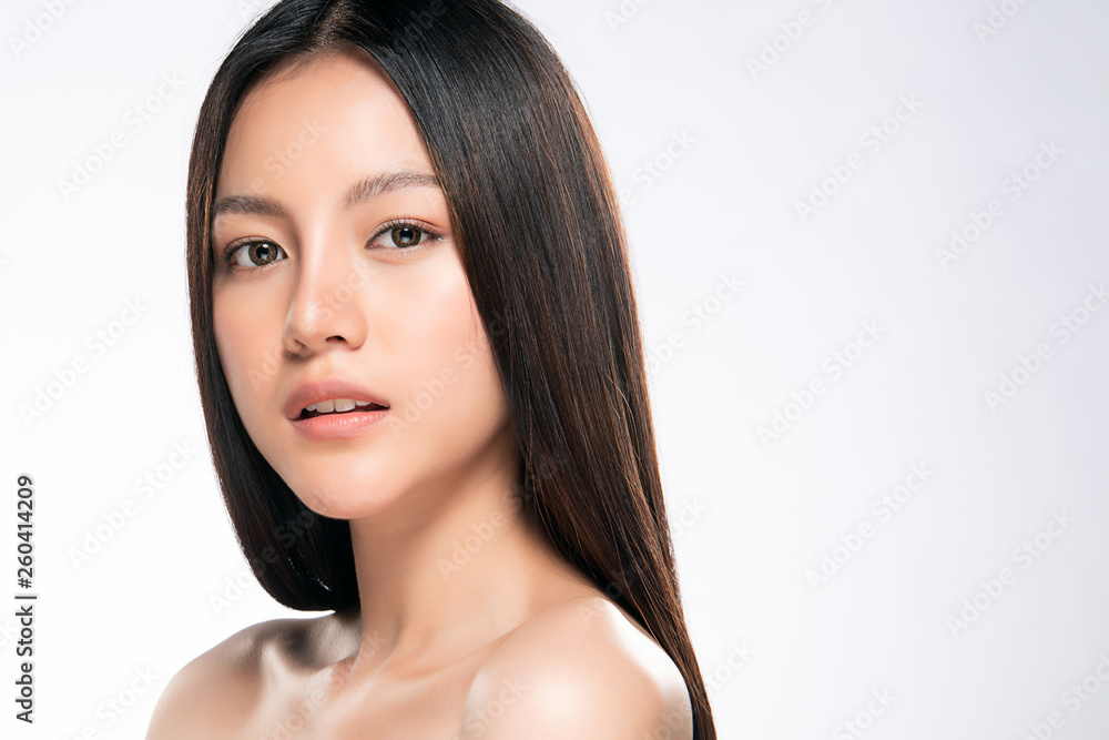 Beautiful Young asian Woman with Clean Fresh Skin