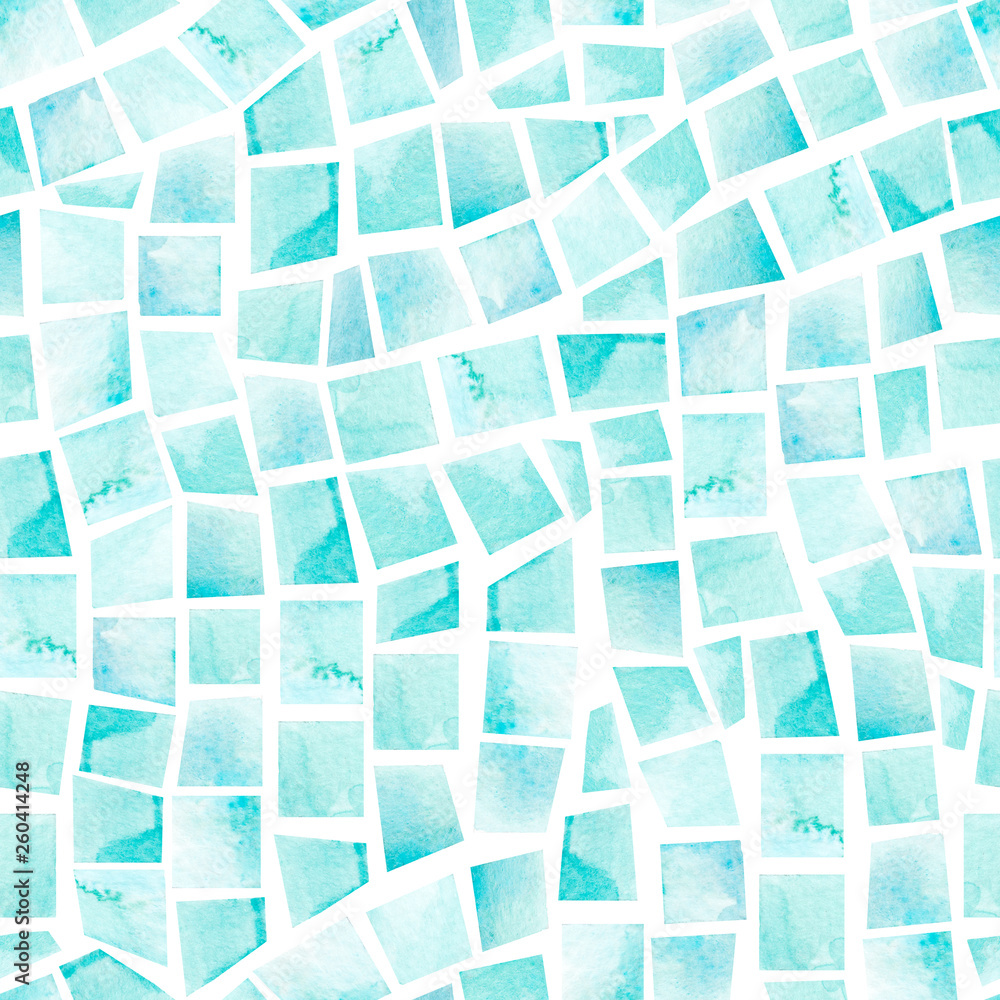 Watercolor seamless pattern of swimming pool tile Stock Illustration
