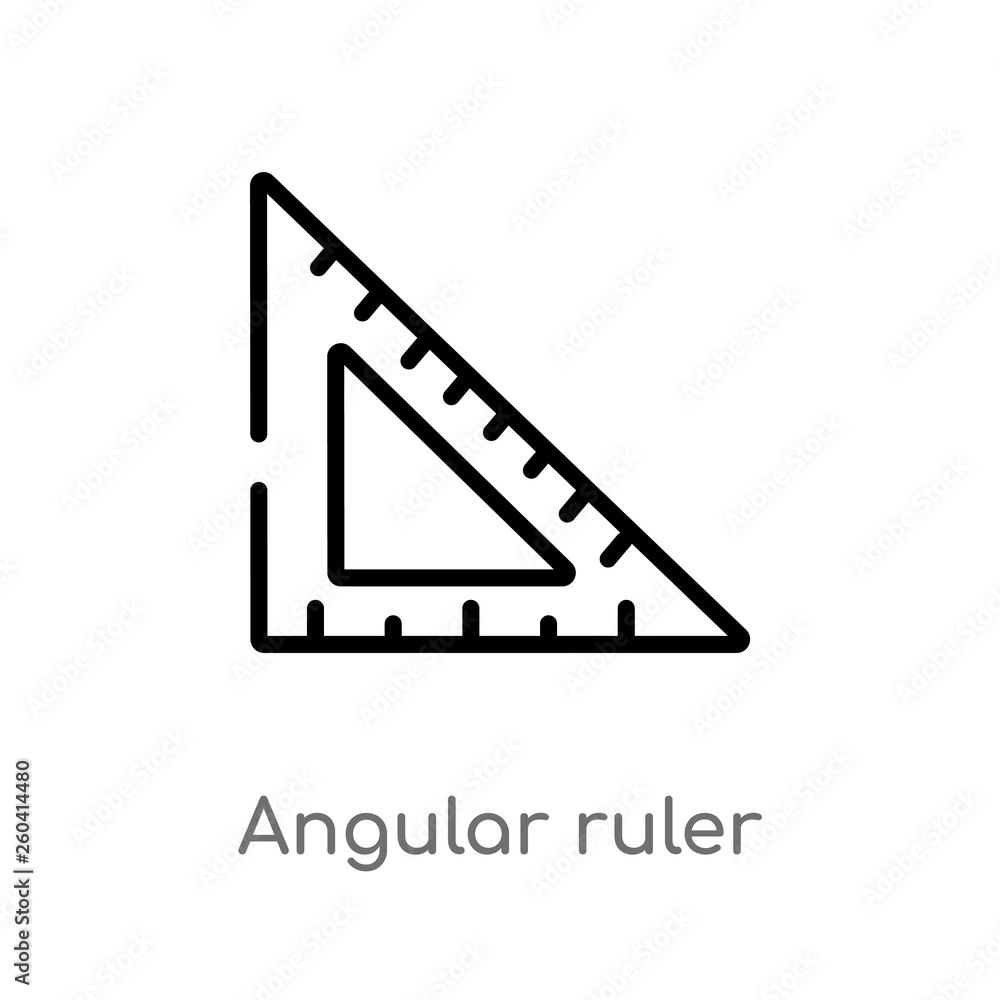 outline angular ruler vector icon. isolated black simple line element illustration from measurement concept. editable vector stroke angular ruler icon on white background