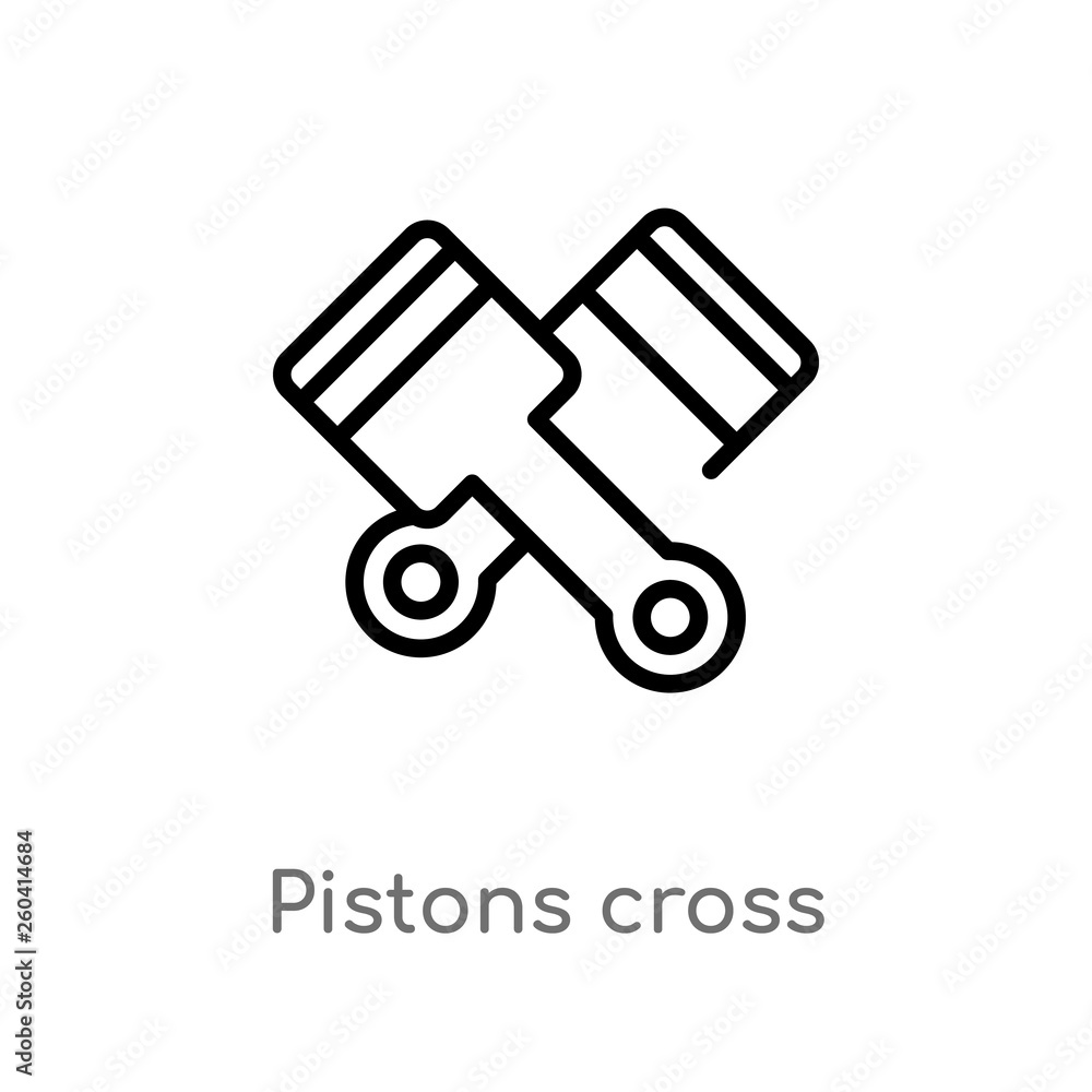 outline pistons cross vector icon. isolated black simple line element illustration from mechanicons concept. editable vector stroke pistons cross icon on white background outline pistons cross vector icon. isolated black simple line element illustration from mechanicons concept. editable vector stroke pistons cross icon on white background