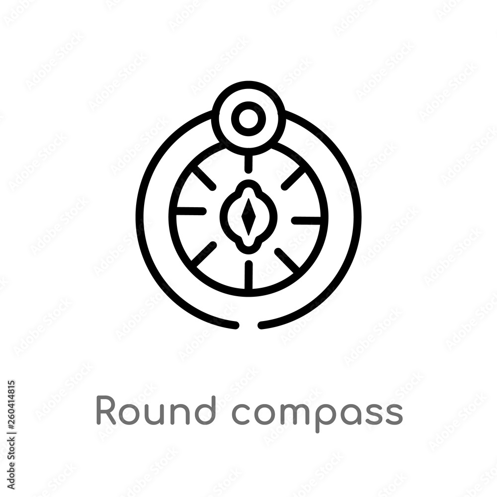 outline round compass vector icon. isolated black simple line element illustration from mechanicons concept. editable vector stroke round compass icon on white background outline round compass vector icon. isolated black simple line element illustration from mechanicons concept. editable vector stroke round compass icon on white background