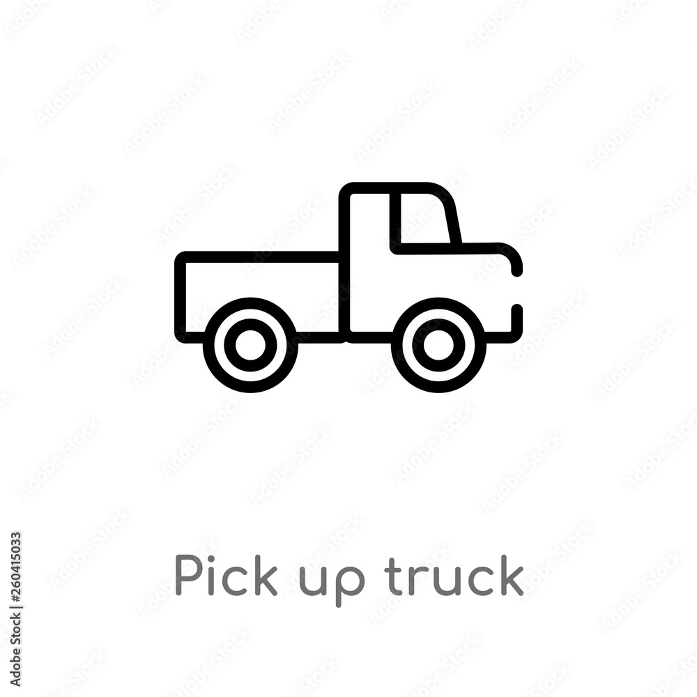 outline pick up truck vector icon. isolated black simple line element illustration from mechanicons concept. editable vector stroke pick up truck icon on white background outline pick up truck vector icon. isolated black simple line element illustration from mechanicons concept. editable vector stroke pick up truck icon on white background