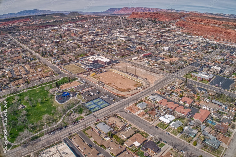 Aerial View of the Town of St. George in Southwest Utah