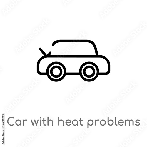 outline car with heat problems vector icon. isolated black simple line element illustration from mechanicons concept. editable vector stroke car with heat problems icon on white background