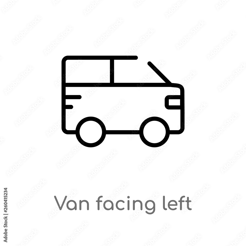 outline van facing left vector icon. isolated black simple line element illustration from mechanicons concept. editable vector stroke van facing left icon on white background outline van facing left vector icon. isolated black simple line element illustration from mechanicons concept. editable vector stroke van facing left icon on white background